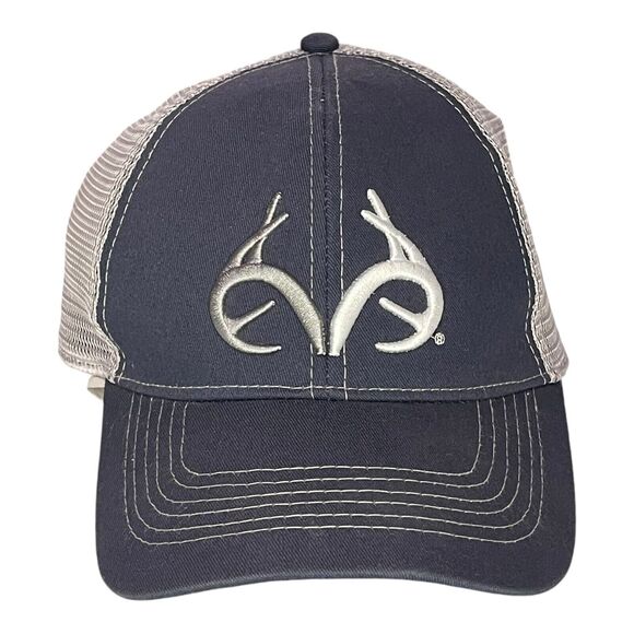 Realtree Outfitters Trucker Hat Cap Blue White Mesh Deer Antlers Hunting Dad - Picture 7 of 10
